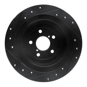 Subaru BAJA Brake Rotor (1) - Rear Right - R1 Concepts - Drilled & Slotted - Black - `00-`06